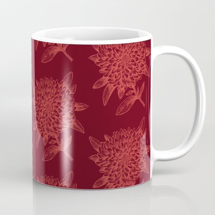 Elegant Flowers Floral Nature Red Ruby Scarlet Crimson Coffee Mug