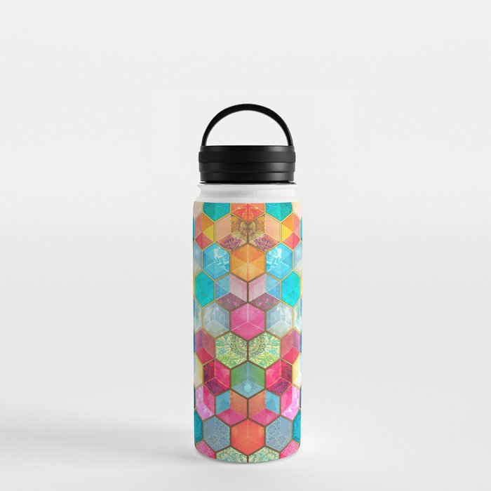 Crystal Bohemian Honeycomb Cubes - colorful hexagon pattern