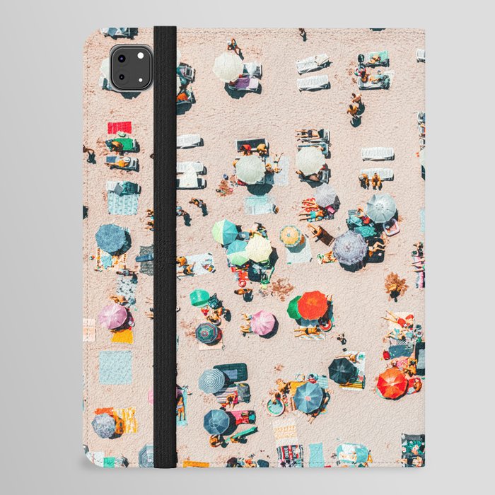 Aerial Red Umbrellas, Beach Umbrellas, People On Beach, Aerial Beach, Beach Summer Vibes iPad Folio Case