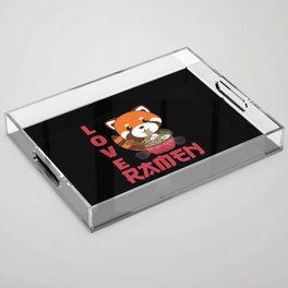 Powered By Ramen Cute Red Panda Eats Ramen Noodles Acrylic Tray