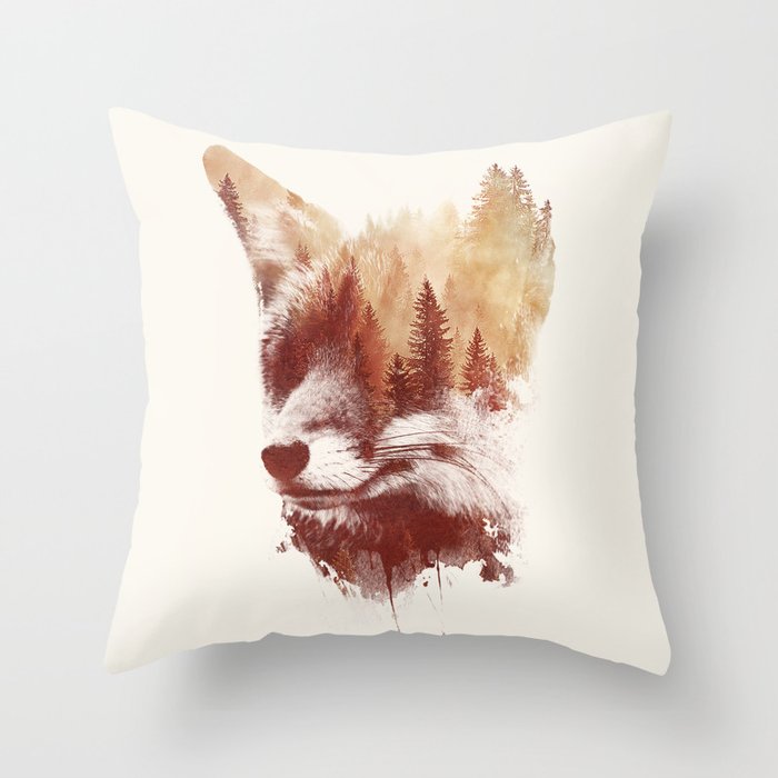 Blind fox Throw Pillow