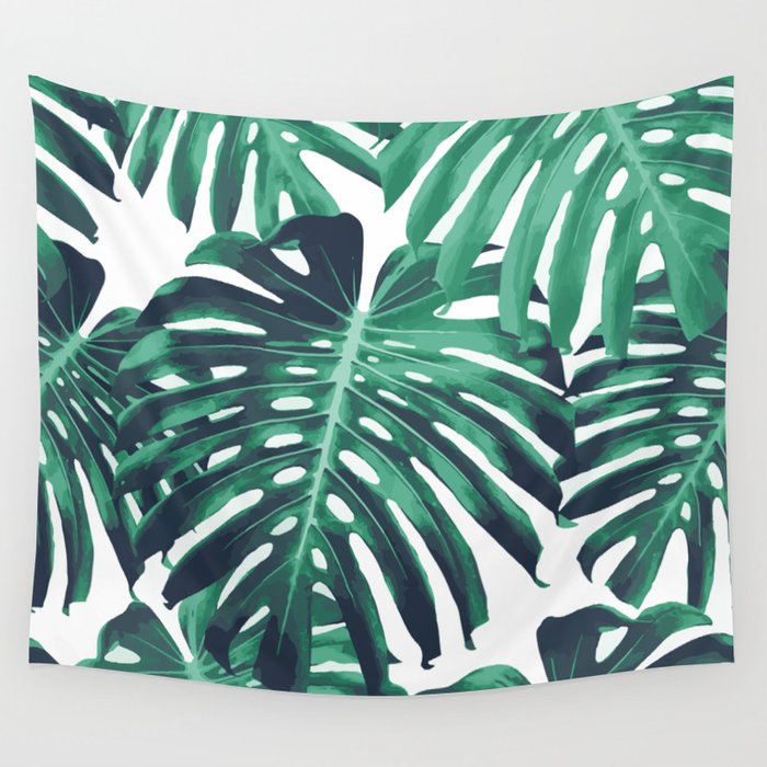 Green tropical leaves Wall Tapestry