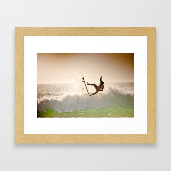 Dane Reynolds, Surfing during world tour of surf Framed Art Print