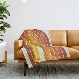 Gradient Arch IX Retro Orange Mid Century Modern Rainbow Throw Blanket