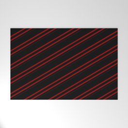 [ Thumbnail: Black & Dark Red Colored Striped Pattern Welcome Mat ]