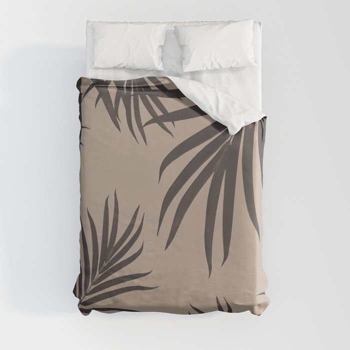 Palm Leaves Pattern Sepia Vibes #1 #tropical #decor #art #society6 Duvet Cover
