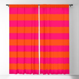 Bright Neon Pink and Orange Horizontal Cabana Tent Stripes Blackout Curtain
