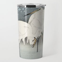 Egrets and Reeds in Moonlight Travel Mug