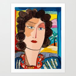 Portrait of a Woman in front of a window fauvism art by Emmanuel Signorino Art Print