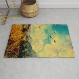 Countryside summer landscape Area & Throw Rug