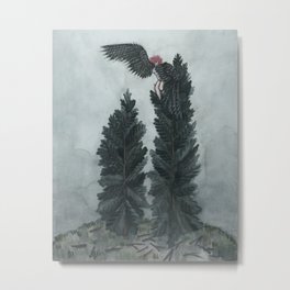 Raven woman in the pines Metal Print