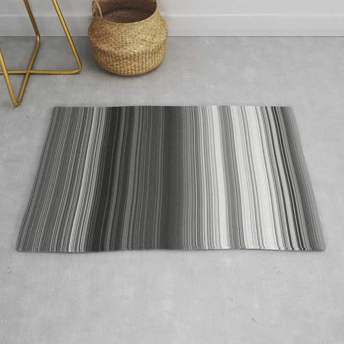 Black White Gray Thin Stripes Rug By, Grey And White Striped Rug