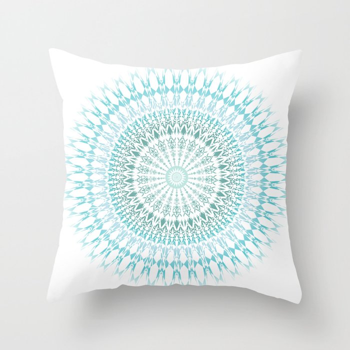 Turquoise White  | Modern Mandala Throw Pillow