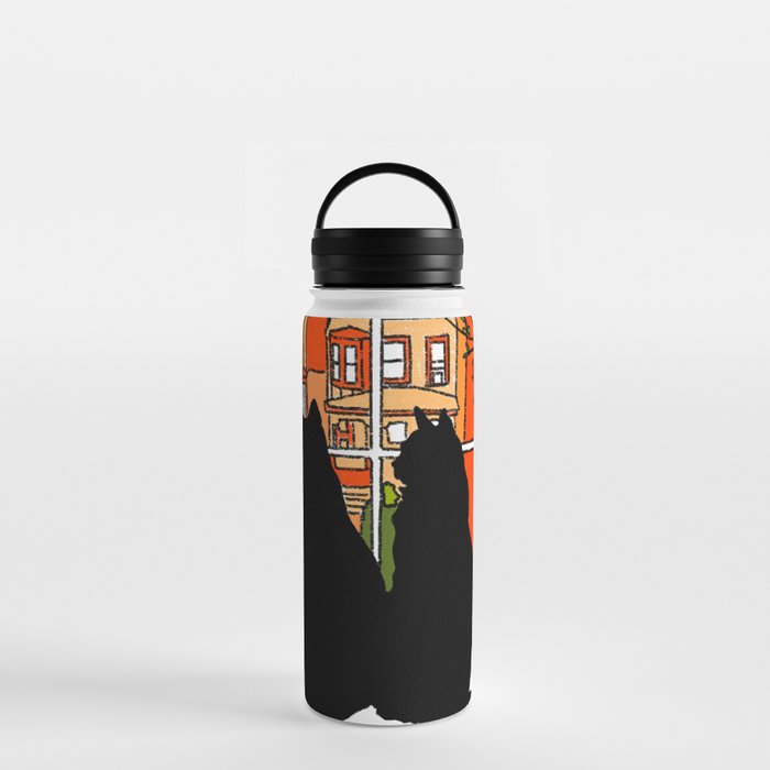 Window Cats Spring Morning Silhouette Water Bottle