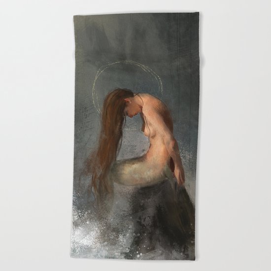 Pensive Mermaid Beach Towel