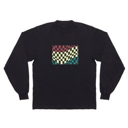 Tricolor warp checked Long Sleeve T-shirt