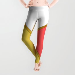 Color Block Paris Daisy Yellow Red and White Triangles with Gold Banding Leggings
