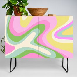 Neon Pastel Abstract Bubble Gum Swirl - Pink Credenza