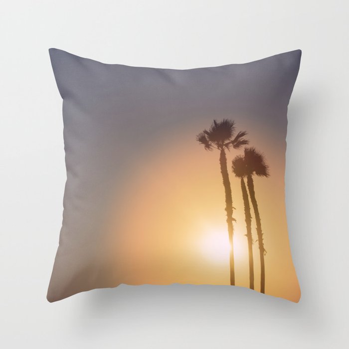Palm Tree Sunset Throw Pillow
