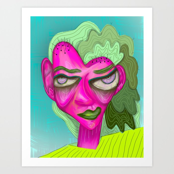Pink Zombie Woman Art Print