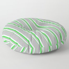 [ Thumbnail: Dark Gray, Light Cyan, and Lime Green Colored Lines Pattern Floor Pillow ]