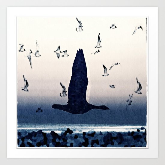 The goose and the seagulls Art Print