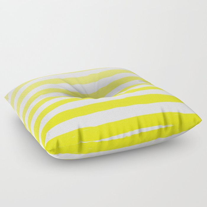 Sun Yellow Handdrawn horizontal Beach Stripes - Mix and Match with Simplicity of Life Floor Pillow