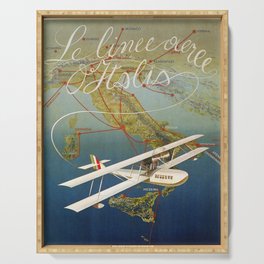 Vintage 1920s Island plane shuttle Italian travel Serving Tray