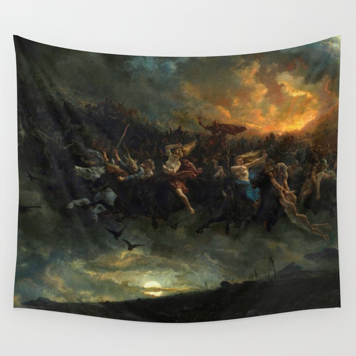 The Wild Hunt Of Odin, 1872 by Peter Nicolai Arbo Wall Tapestry
