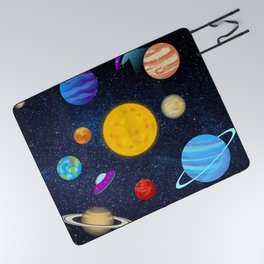 Solar System Planets Space Ship Picnic Blanket