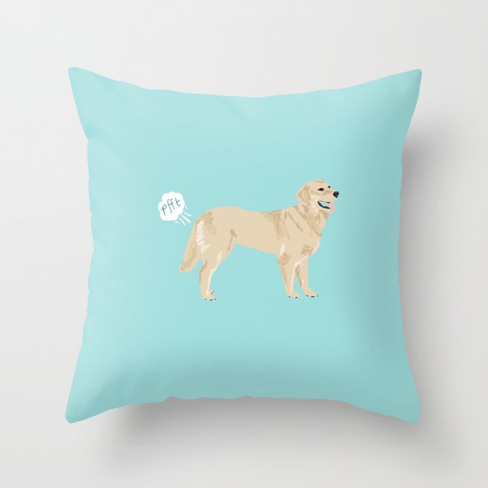 golden retriever funny farting dog breed gifts Throw Pillow