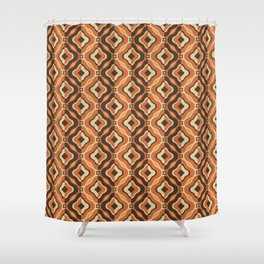 Geometric Abstract Floral Pattern - brown and orange  Shower Curtain