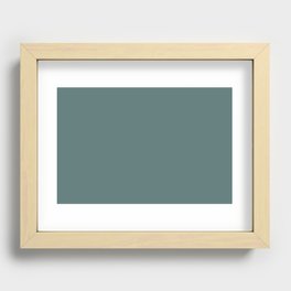 Dark Aqua Gray Solid Color Pantone Sagebrush Green 18-5612 TCX Shades of Blue-green Hues Recessed Framed Print