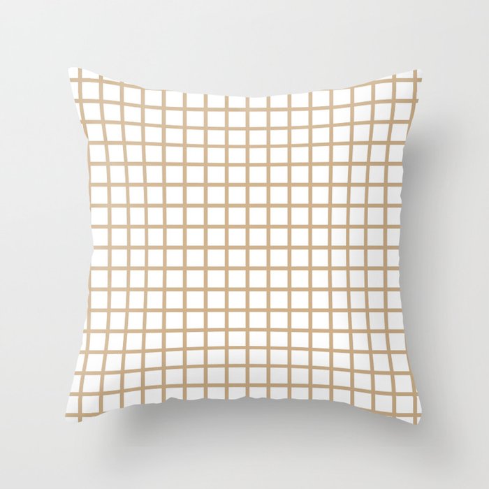 Grid (Tan & White Pattern) Throw Pillow