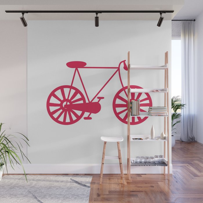 Pink Road Bike Lover Print Pattern Wall Mural