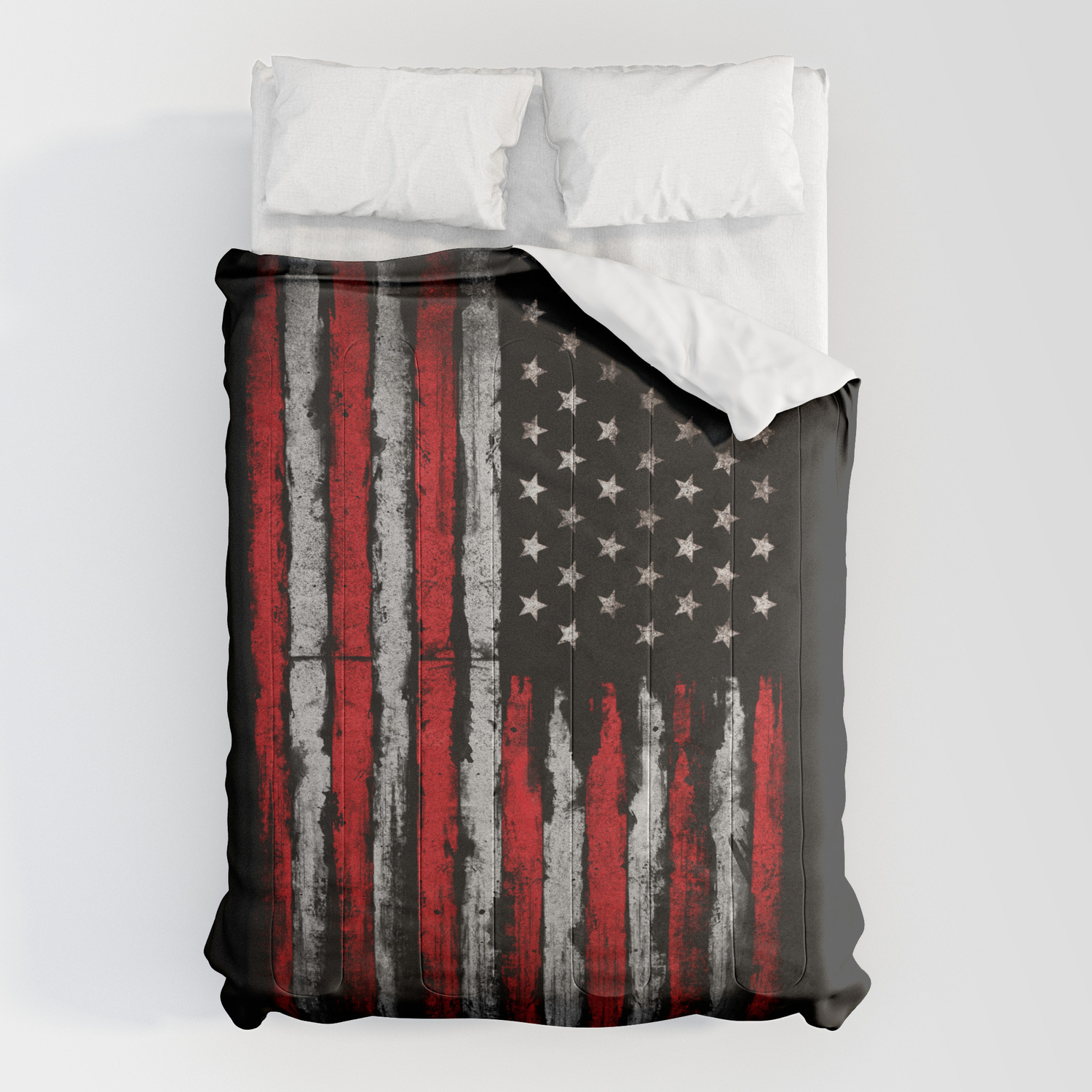Red White Grunge American Flag Comforters By Mydream Society6