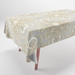 Rococo Filigree Motif // White & Grey Tablecloth