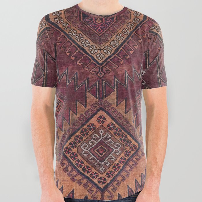 Traditional Vintage Moroccan Carpet Design All Over Graphic Tee