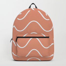 Abstract Wavy Lines Pattern - Dark Salmon and White Backpack