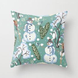 Snowmen Throw Pillow