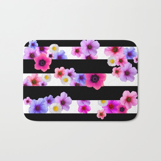 Flowers and Stripes 3 Bath Mat