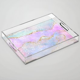 Rainbow Glitter Agate Texture 02 Acrylic Tray