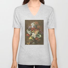 Flower Cats - Botanical cat arrangement V Neck T Shirt