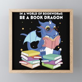 Bookworm Book Dragon Framed Mini Art Print