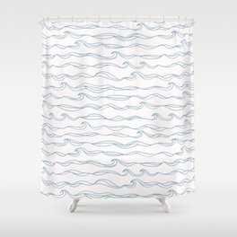 Ocean Waves on White Shower Curtain