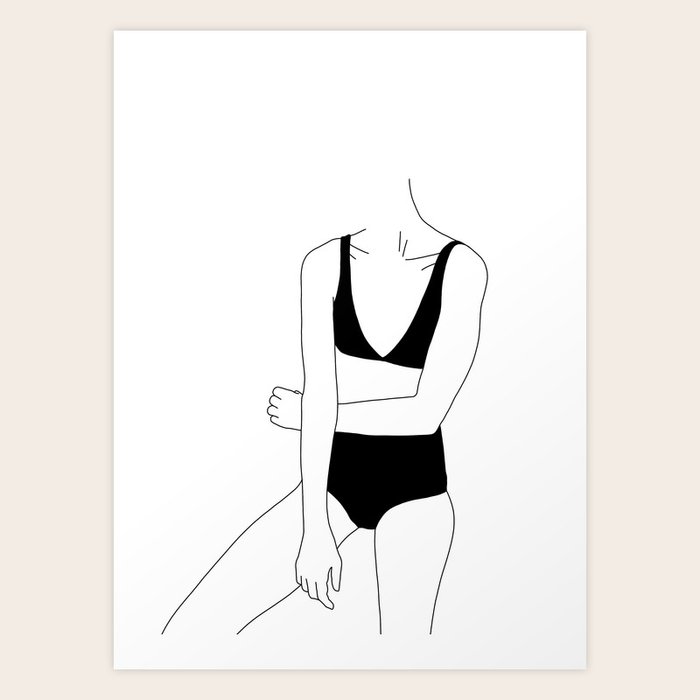 Woman in bikini line drawing Alana Art Print by thecolourstudy Society6