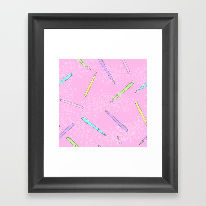 Fountain Pens Pink Framed Art Print