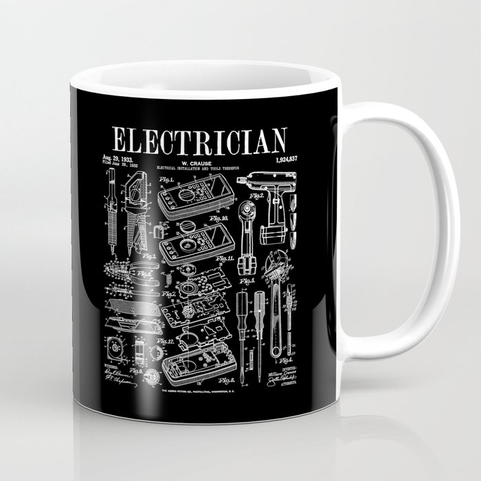 Electrician Electrical Worker Tools Vintage Patent Print Coffee Mug