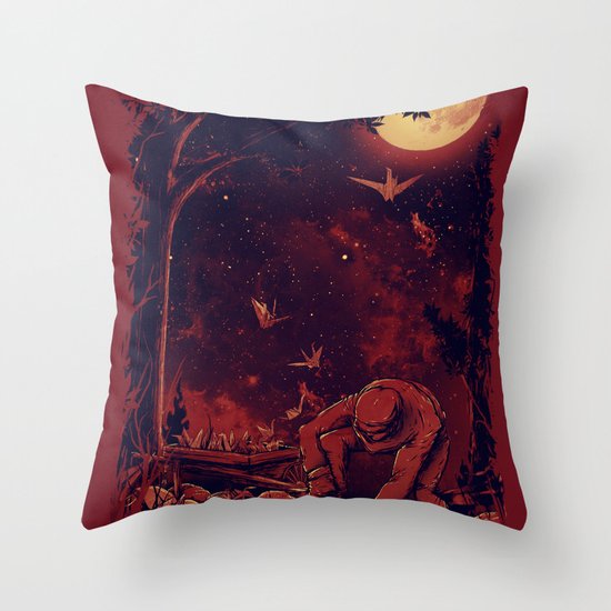 Night at the Origami Garden Throw Pillow