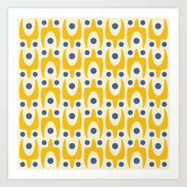 Mid Century Modern Abstract Pattern 641 Yellow and Blue Art Print